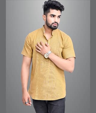 QuaClo - Mustard Cotton Men's Regular Kurta ( Pack of 1 )