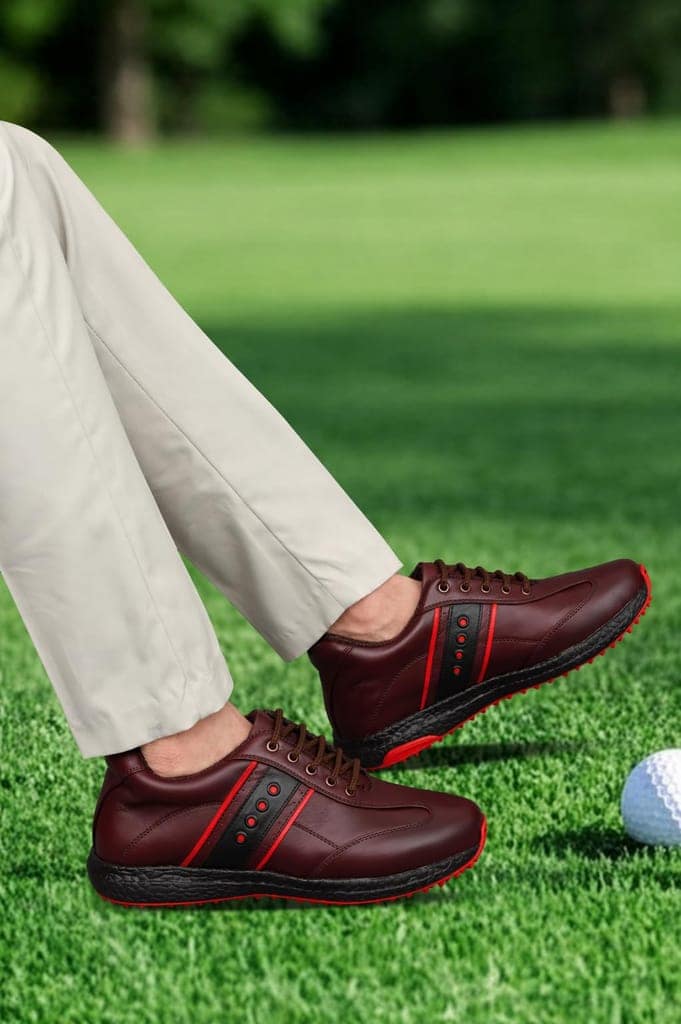 HITCARO Arkbird® Men's Genuine Leather Lace-up Professional 100% Waterproof Premium Gold Golf Shoes PR-5409 view 4