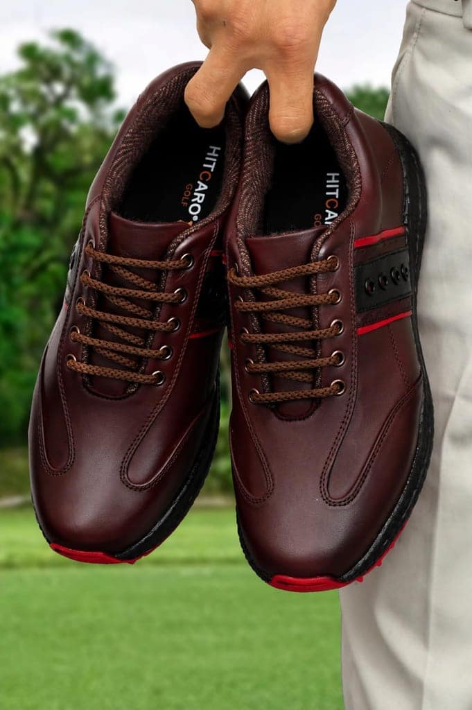HITCARO Arkbird® Men's Genuine Leather Lace-up Professional 100% Waterproof Premium Gold Golf Shoes PR-5409 view 5
