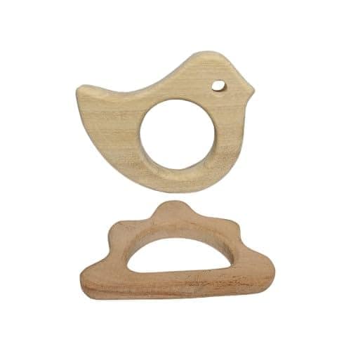 Neemtoys Teethers for Babies of Age 0 to 3 Years Neem Wooden Baby Teethers Dove Cloud Shapes