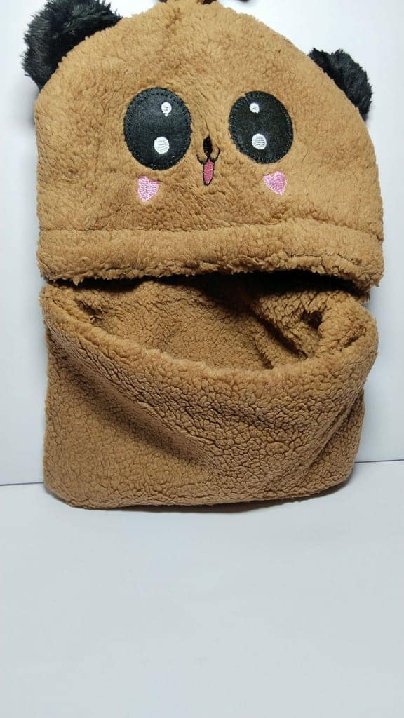 Cute Cartoon Panda Ear Hooded Scarf for Kids view 3