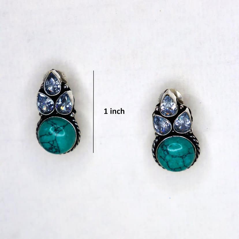 iha Vintage Ferozi Oxidized Earrings | Cluster Earrings|Fashion Jewellery|Handcrafted|Designer Earrings for Women and Girls view 6