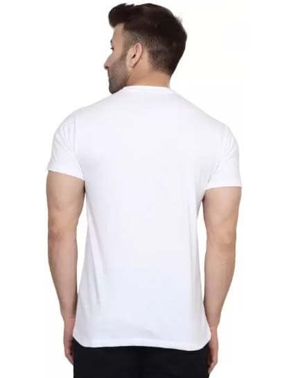 Uttar Pradesh Printed White Round Neck Half Sleeves Polyester T-Shirt for Men | Blood Moon Brand | Cool UP Graphic Tee | Trendy Casual Wear for Boys & Men view 3