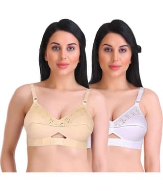 Featherline Pack of 2 Cotton Non Padded Everyday Bra For Women ( Multicolor2 )