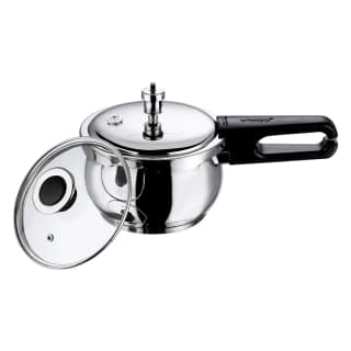 Vinod 18/8 Stainless Steel Splendid Plus Pressure Cooker (Induction Friendly) | Premium Outer Lid Pressure Cooker with Glass Lid (Capacity - 1.5ltr) by Mahavir Home Store