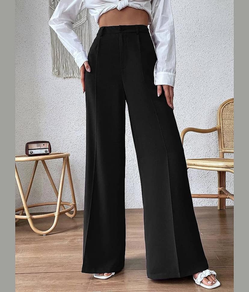 kotty Women Rayon Blend Casual Trousers ( Black )