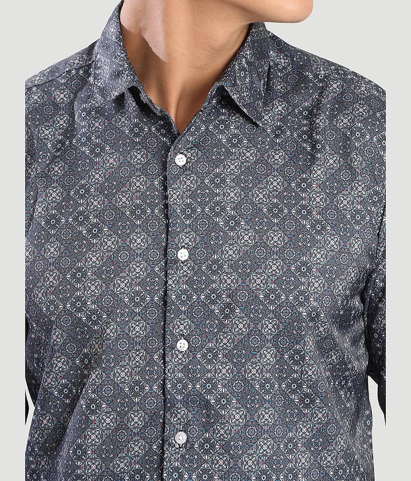 IVOC 100% Cotton Regular Fit Printed Full Sleeves Men's Casual Shirt - Olive ( Pack of 1 ) view 5