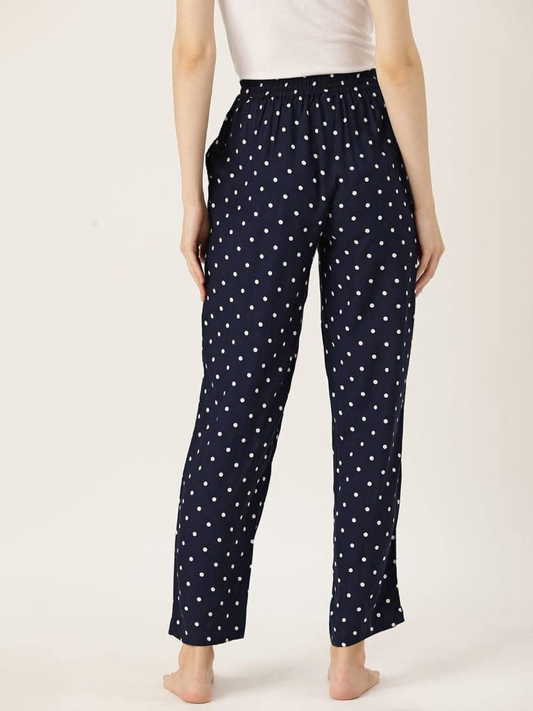 Women Polka Dots Printed Pure Cotton Lounge Pants view 3