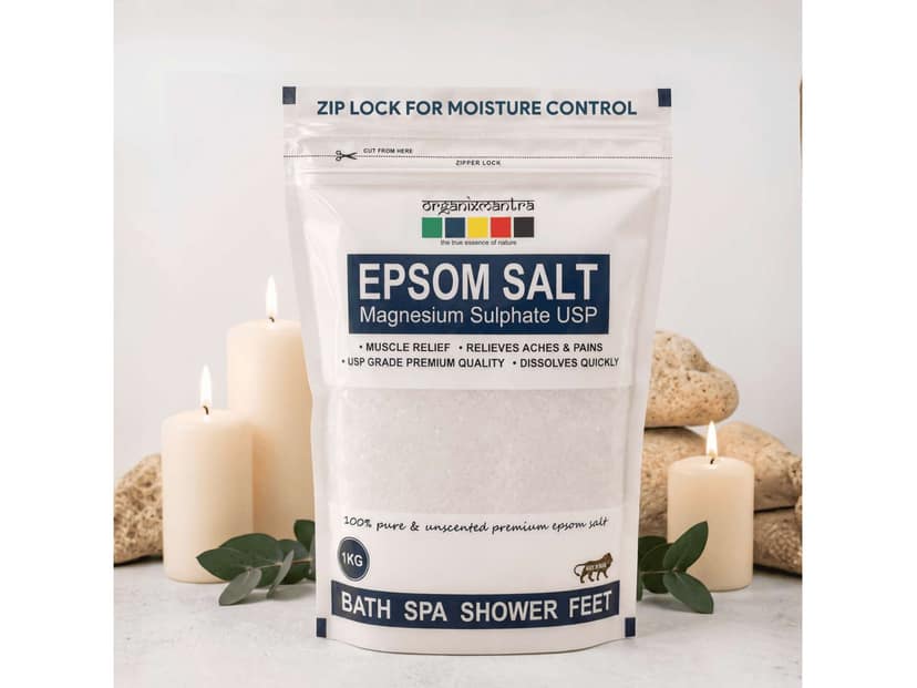 Organix Mantra Epsom Salt, Bath Salt for Muscle Relief, Relieves Aches & Pain, 1KG