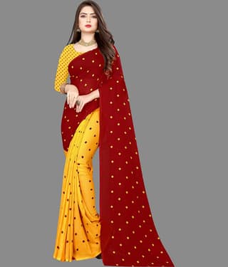 ANAND SAREES Georgette Printed Saree With Unstitched Blouse Piece ( Yellow )
