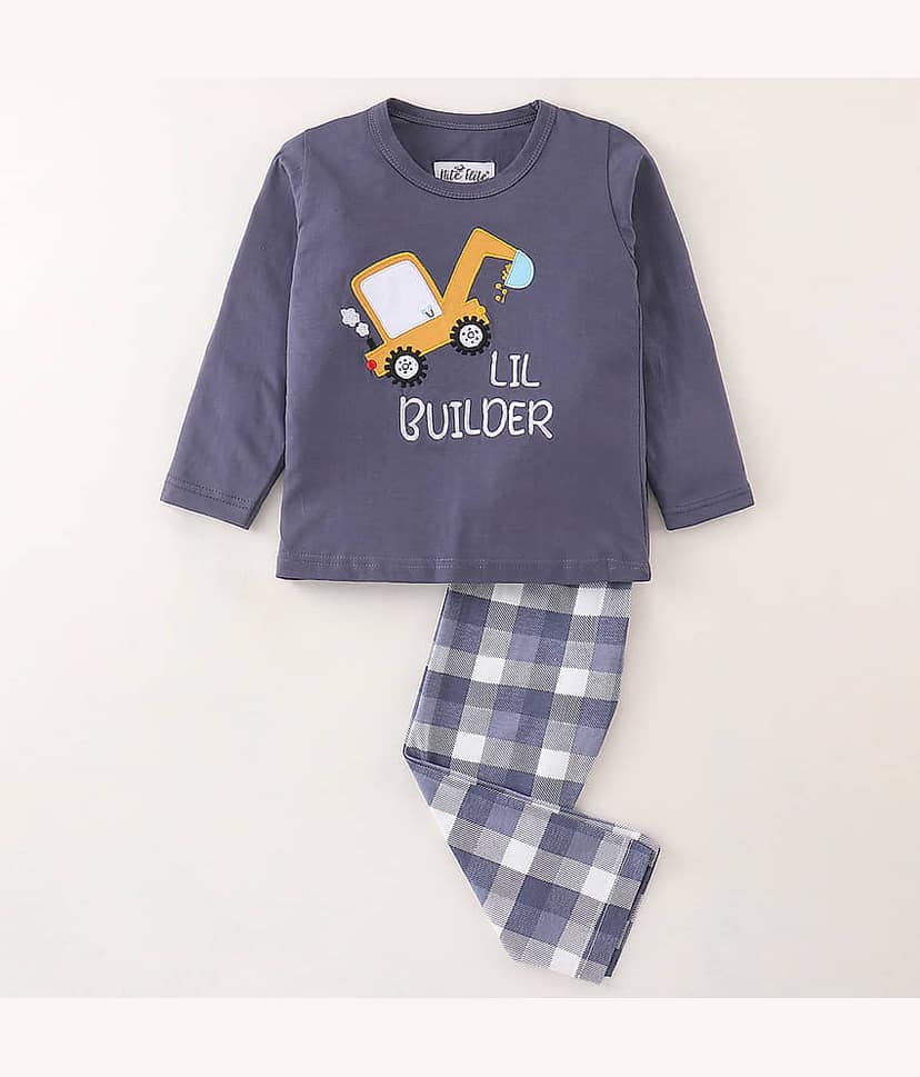 Nite Flite Pack of 1 Boys 100% Cotton Nightsuit Set ( Multi Color )