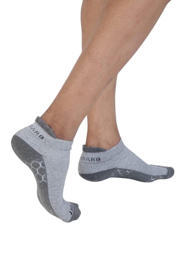 AirGarb Compression Sports Performance Socks for Men and Women Ankle Length Cotton Socks Pack of 4 - SPO4G (Free Size) Grey view 2