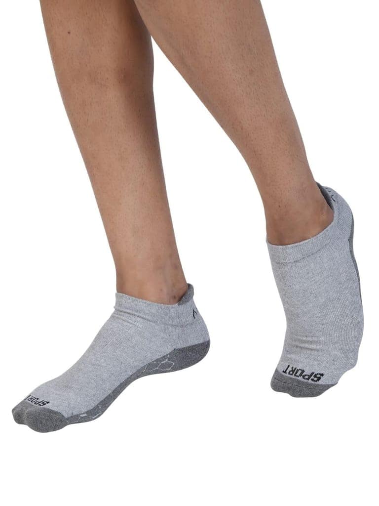 AirGarb Compression Sports Performance Socks for Men and Women Ankle Length Cotton Socks Pack of 4 - SPO4G (Free Size) Grey view 3