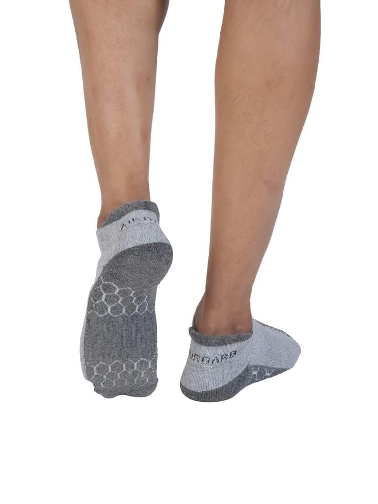 AirGarb Compression Sports Performance Socks for Men and Women Ankle Length Cotton Socks Pack of 4 - SPO4G (Free Size) Grey view 4
