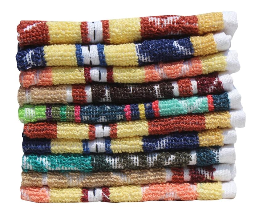 Mandhania Cotton Face Towel (Set of 10, Multicolour)