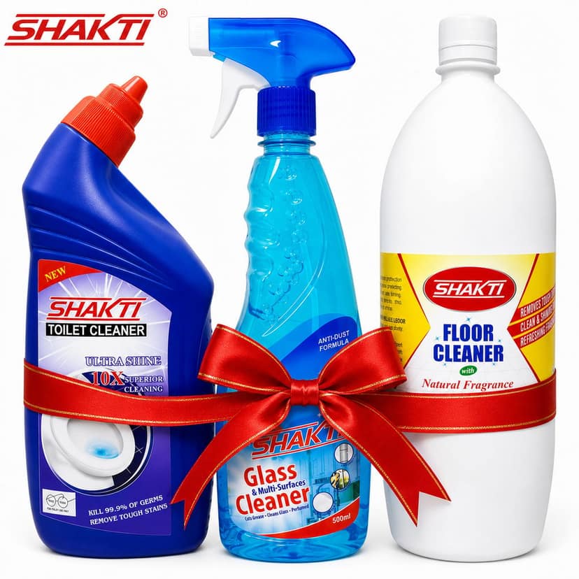 SHAKTI Floor Cleaner 1 Ltr, Glass Cleaner 500 Ml & Toilet Cleaner 500 Ml Combo Pack