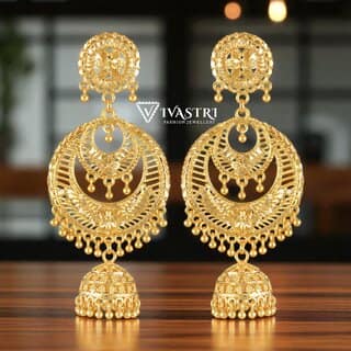 Vivastri Top Trending Alloy Gold Plated Jhumki Earrings for Women & Girls [VIVA2248ERG]
