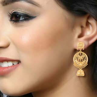 Vivastri Top Trending Alloy Gold Plated Jhumki Earrings for Women & Girls [VIVA2248ERG] view 2