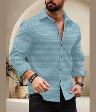 Nofilter Poly Cotton Regular Fit Self Design Full Sleeves Men's Casual Shirt - Light Green ( Pack of 1 )