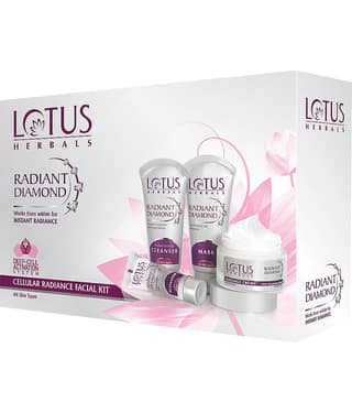 Lotus Herbals Radiant Diamond Cellular Radiance 5 In 1 Facial Kit With Diamond Dust & Cinnamon 170g