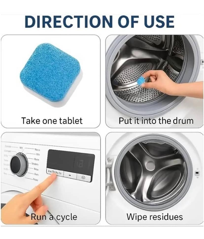 10 Pieces Washing Machine Cleaner Tablets – Deep Cleaning & Descaling for Front & Top Load Machines, Drum & Tub Stain Remover view 4