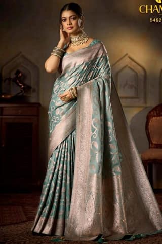 Pure Banarasi Satin Silk with Zari Weaving