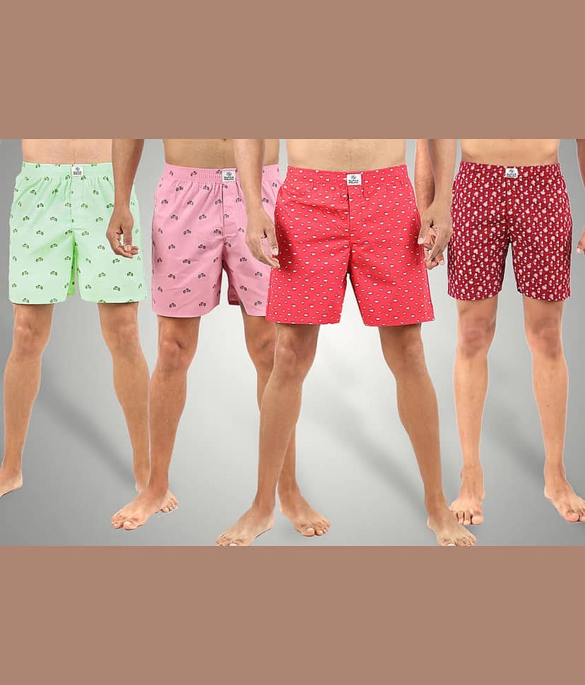 Supersquad Pack of 4 Cotton Boxers For Men's ( Assorted 10 )