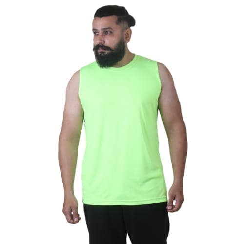 Men's Gym Sleeveless T-Shirt Neon Green - Drifit, Quick Dry Sports Tank Top, Sando Vest