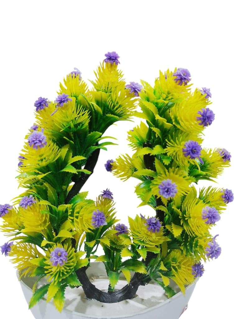 Artificial Flower Plant with Yellow Flowers in White Pot for Home Decor view 2
