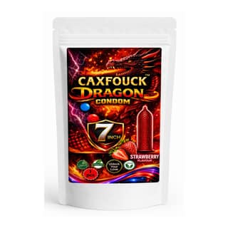 Caxfouck Penis Extender Dragon Silicone Condom Strawberry Flavour 7 to 8 Inch Reusable Condom for Extra Time & Pleasure (Pack of 1)
