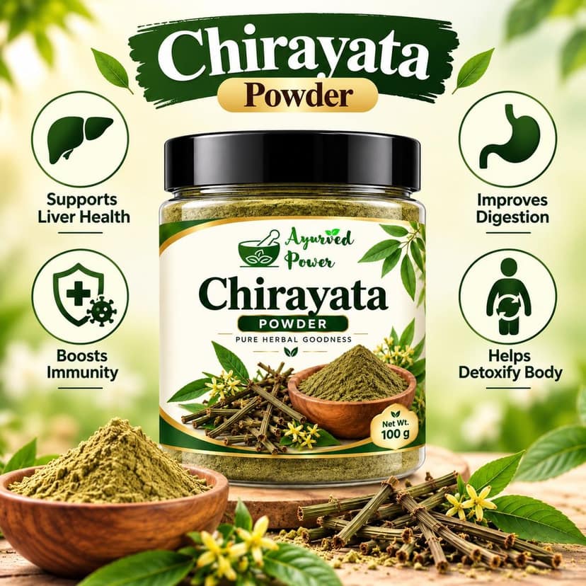 Ayurved Power Chirayata Powder 200g (Pack of 2 x 100g) - Pure Chirata / Swertia Chirata Churna for Liver Health, Digestion & Detox | Ayurvedic Herbal Powder view 2
