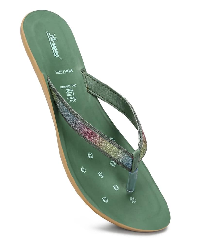 Paragon Women's Slip On Flat Green Sandals | Durable Dailywear Sandals view 6