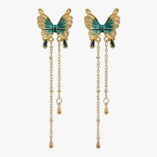 Blue Butterfly Drop Earrings (Ocean Hue)