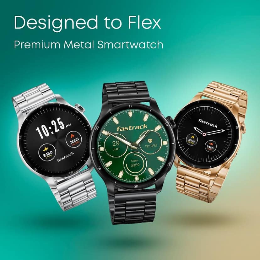 Fastrack Dezire FX1 PRO Fashion Smart Watch, 1.43" AMOLED, 466*466 Pixel Resolution, SingleSync BT Calling, AI Voice Assistant, 100+ Sports Modes & Smartwatch Faces, Upto 5 Day Battery, IP68 (Black) view 3