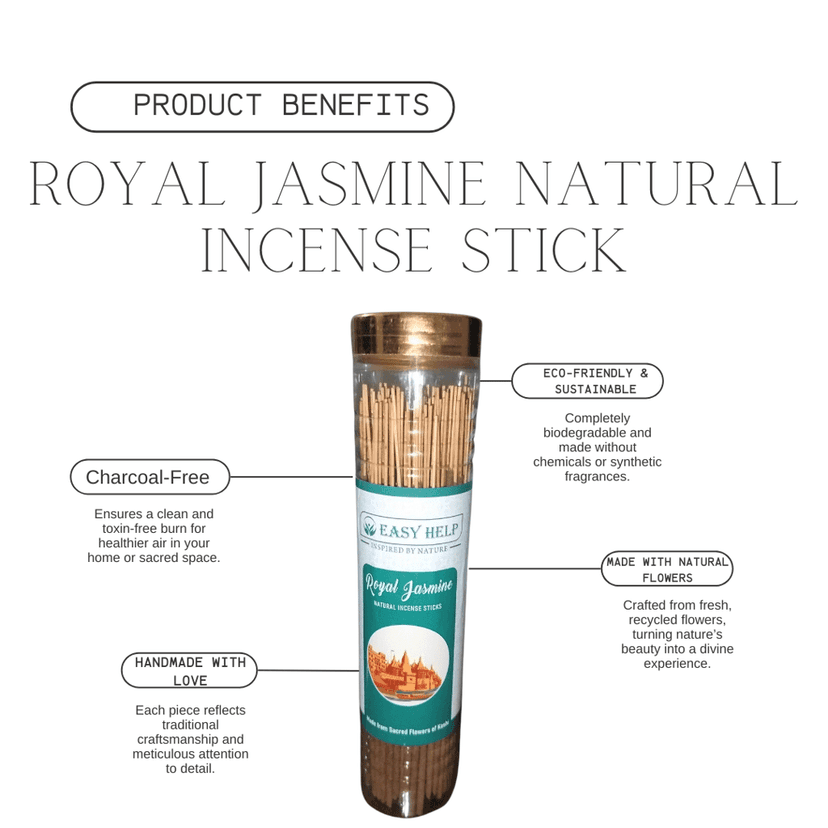 Royal Jasmine Incense Sticks – Handcrafted, Charcoal-Free, Made with Real Flowers view 2