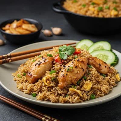 Burnt Garlic Chicken Fried Rice