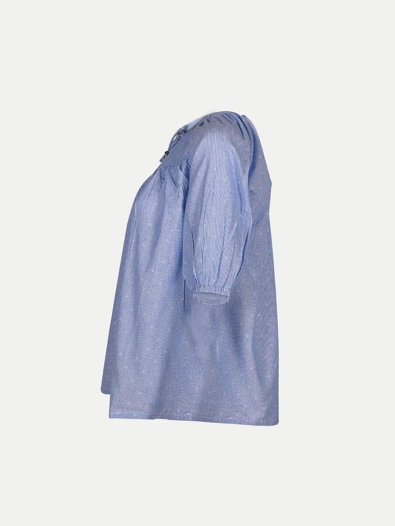 Women Printed Light Blue Blouse view 3