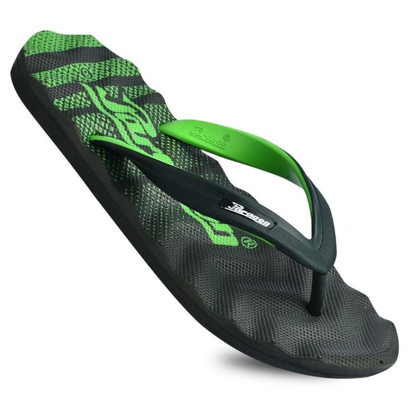 Paragon Lightweight Textured Olive Green Casual Flip Flops for Men view 4