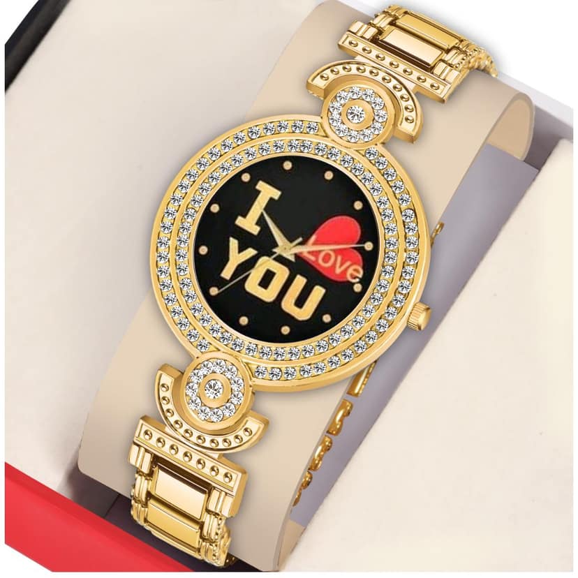 Bolun Gold I I love You Dial BD Girls and Women Watch