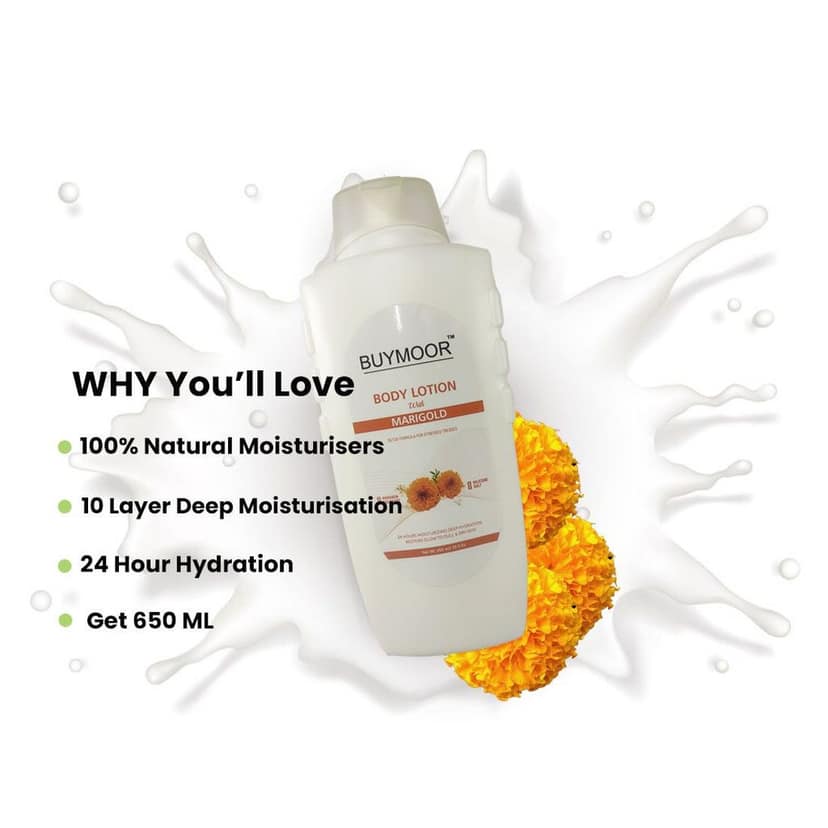 BUYMOOR Marigold Deep Nourishing Skin Brightening Body Lotion Men & Women 650 ML view 3