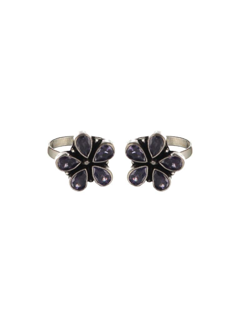 Set Of 2 Silver Lookalike AD Studded Toe Ring view 3