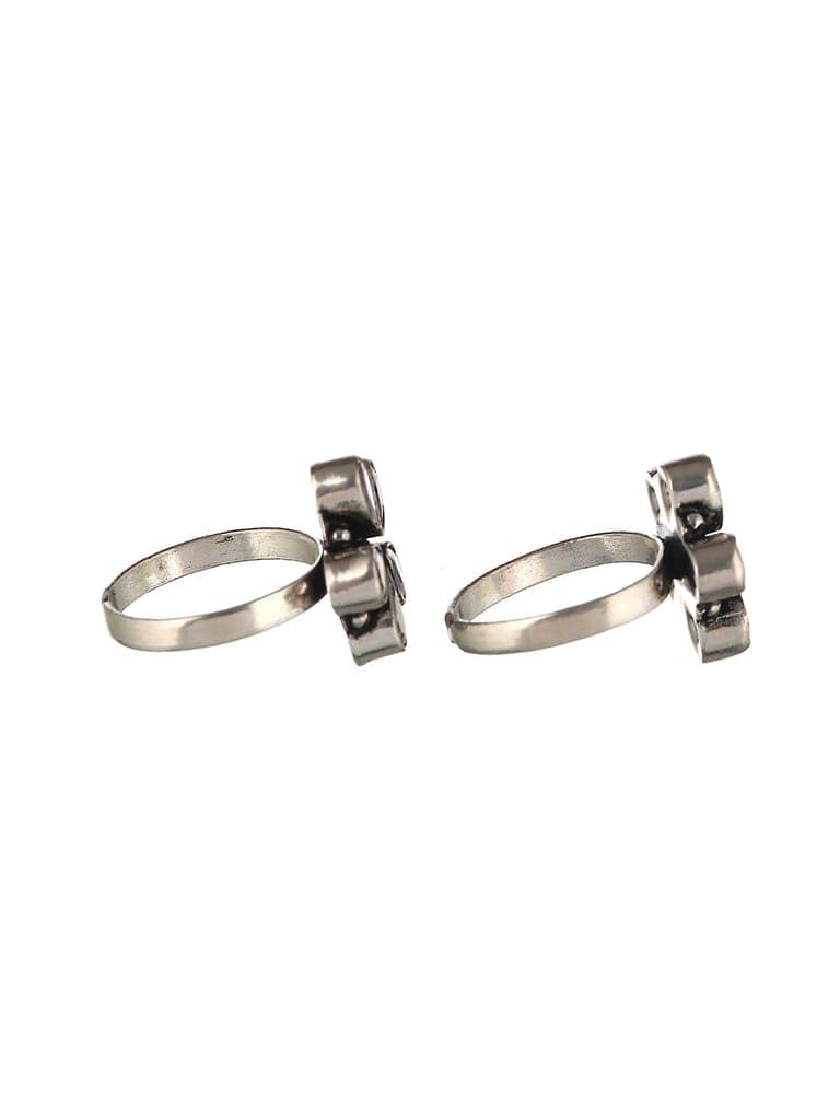 Set Of 2 Silver Lookalike AD Studded Toe Ring view 5