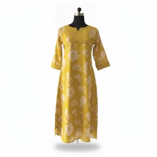 Floral Printed Mustard Kurti