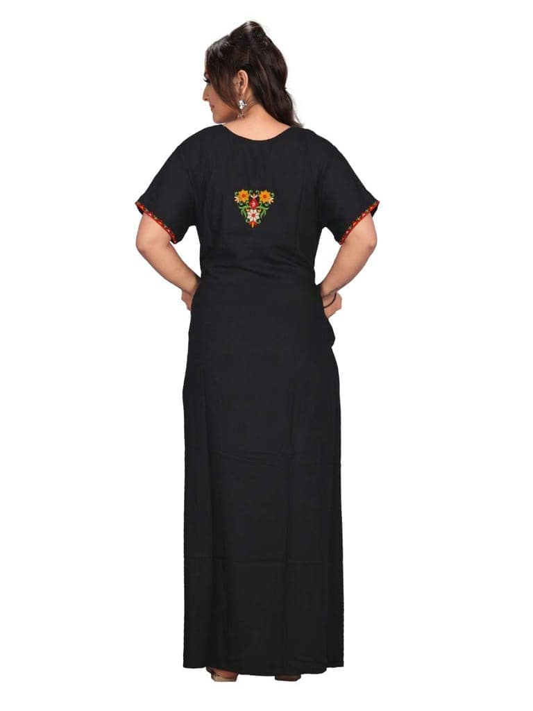VALENCIA SLEEPWEAR Floral Shap Embroidery Gown Maxi Nightwear Nighty Lizzy Bizzy Soft Fabric Length Night Slip view 8