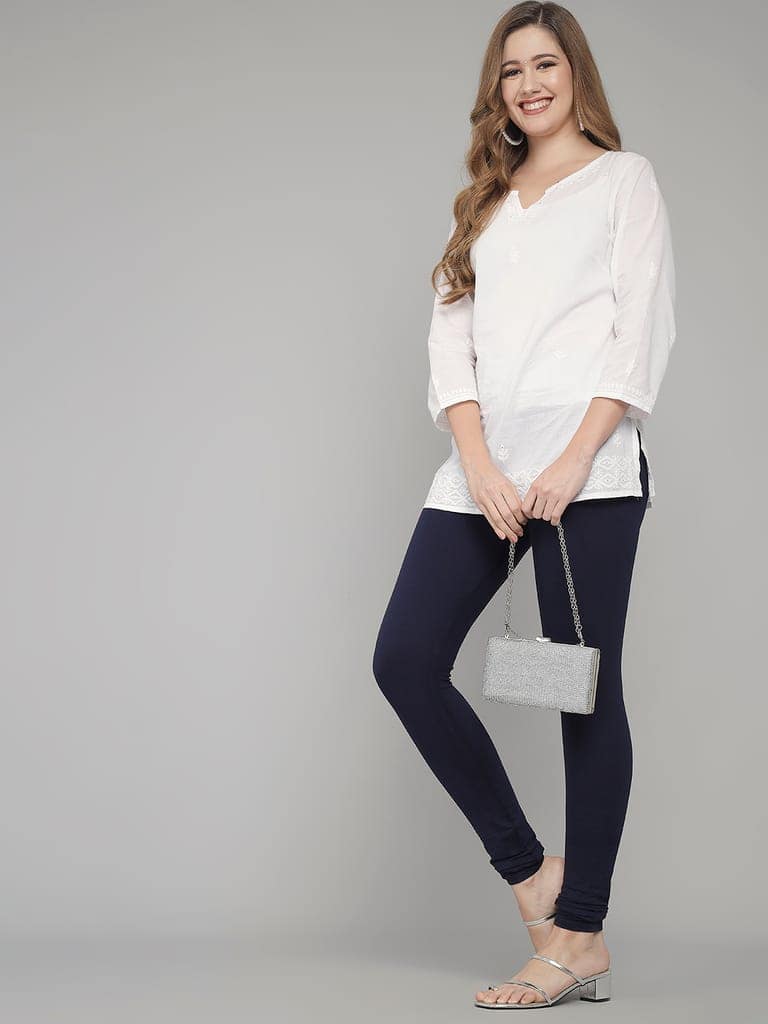 SOFT COLORS Women's Skinny Fit Ethnic Wear Churidar Leggings (Navy Blue) view 2