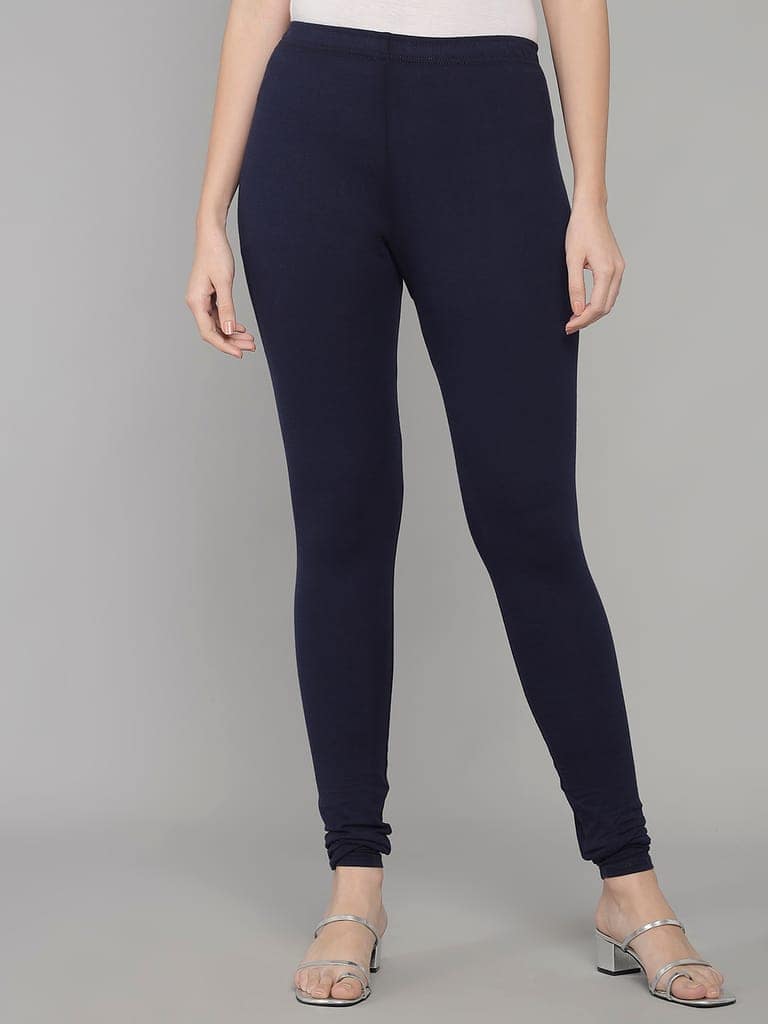SOFT COLORS Women's Skinny Fit Ethnic Wear Churidar Leggings (Navy Blue) view 3
