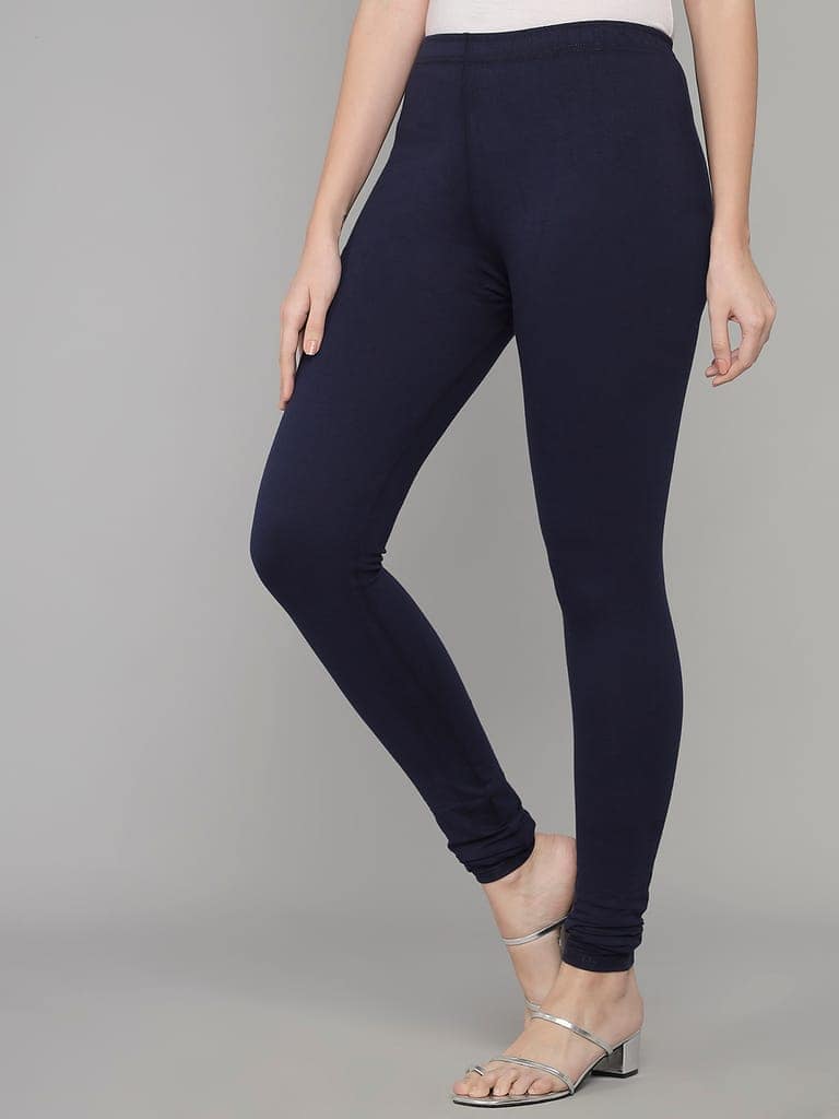 SOFT COLORS Women's Skinny Fit Ethnic Wear Churidar Leggings (Navy Blue) view 5