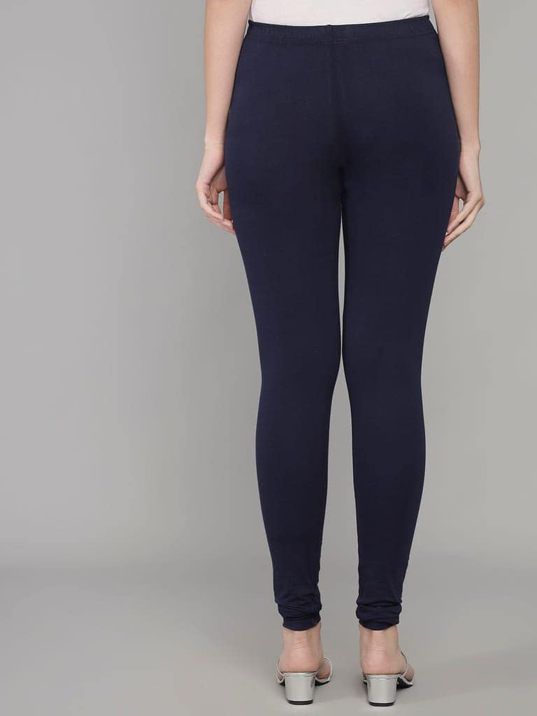 SOFT COLORS Women's Skinny Fit Ethnic Wear Churidar Leggings (Navy Blue) view 6