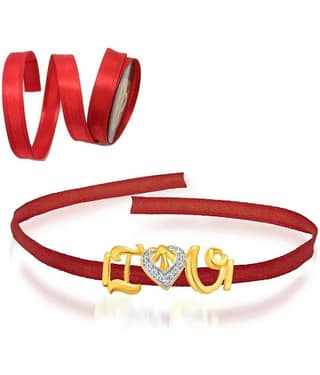 Vighnaharta Golden And Red Alloy Friendship Band
