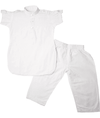 harshvardhanmart Boys 100% Cotton - Pattern Kurta Pant Set ( White , Pack of 1 )